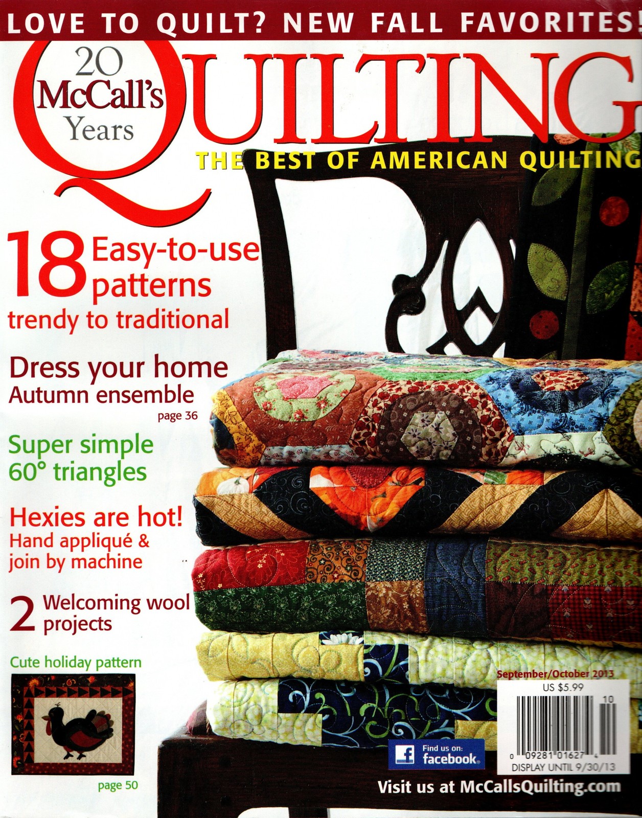 McCall's Quilting Magazine New Fall Favorites Wool Projects Autumn Triangles