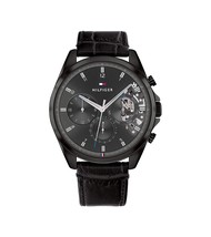 Tommy Hilfiger Herrenuhr 1710452 Quarz Lederband schwarzes Ziffernblatt 44 mm - $131.84