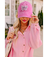 Rose Red Distressed Bow Patched Baseball Cap - $97.71 MXN