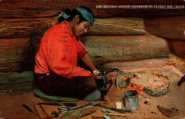 Vintage 1937 Postcard Navajo Indian Silversmith Plying his Trade-bk45 - £3.88 GBP