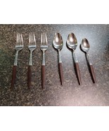Interpur Stainless Serving Forks Spoons Faux Wood Handle MCM  Canoe Hear... - €25,32 EUR