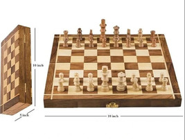 Wooden Handmade Foldable Magnetic Chess Board Set Wooden with Magnetic Pieces - £18.59 GBP