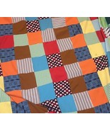 Patchwork Quilt Multicolor Vintage Handmade Retro 75 x 85 Granny Blanket - £25.02 GBP