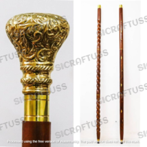 Walking Stick &amp; Brass Knob Handle  Gift For Grandpa,Gift For Dad,Gift For Brothe - £15.56 GBP+