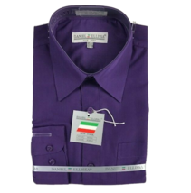 Daniel Ellissa Men&#39;s Purple Dress Shirt Convertible Cuffs Pocket Sizes 1... - £19.75 GBP+