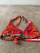 Antiqua Women&#39;s Colorful Leopard Print Swim Top Tie Neck/Back Size XL - £23.59 GBP