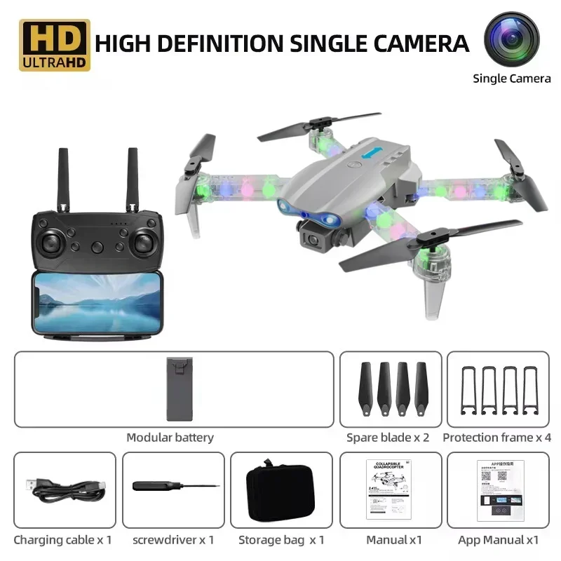 E99 Pro Dual Camera Drone, 4K Folding RC Quadcopter, (Gray-Single-Camera) - $40.53