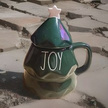  Rae Dunn Joy Green Christmas Tree Ceramic Mug With White Star Lid Topper - £10.36 GBP