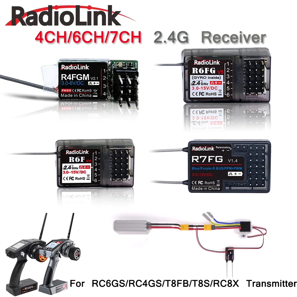 Radio Link 4CH 6CH 7CH 2.4G Gyro Receiver R4FGM R6F R6FG R7FG For Transmitter - £17.38 GBP+