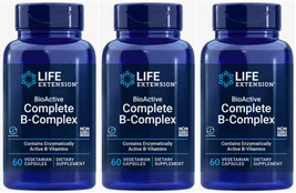 BIOACTIVE COMPLETE B-COMPLEX 3 BOTTLES 180 Capsules LIFE EXTENSION - £27.48 GBP