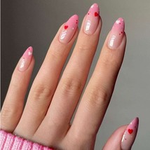 24pcs Medium Magic Press on Nail Tips Nude To Pink Gradient Lovely Heart... - £7.64 GBP