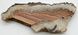 Cool Striated Agate with Crystals along Edges Cut Face from Mexico 90.3 ... - £3.99 GBP