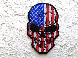 Embroidered skull Patch,  Skull with USA flag patch. - $9.50+