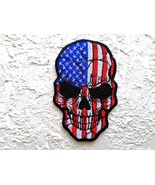 Embroidered skull Patch,  Skull with USA flag patch. - £7.42 GBP+