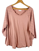 Maurices Size 2 2X Knit Top Shirt Mauve Light Purple Pink Eyelet Cut Out Sleeves - £29.27 GBP