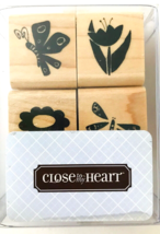  4 Mini Rubber Stamps Flowers Butterfly Close To My Heart W548 New NRFB 3/4" - $4.49