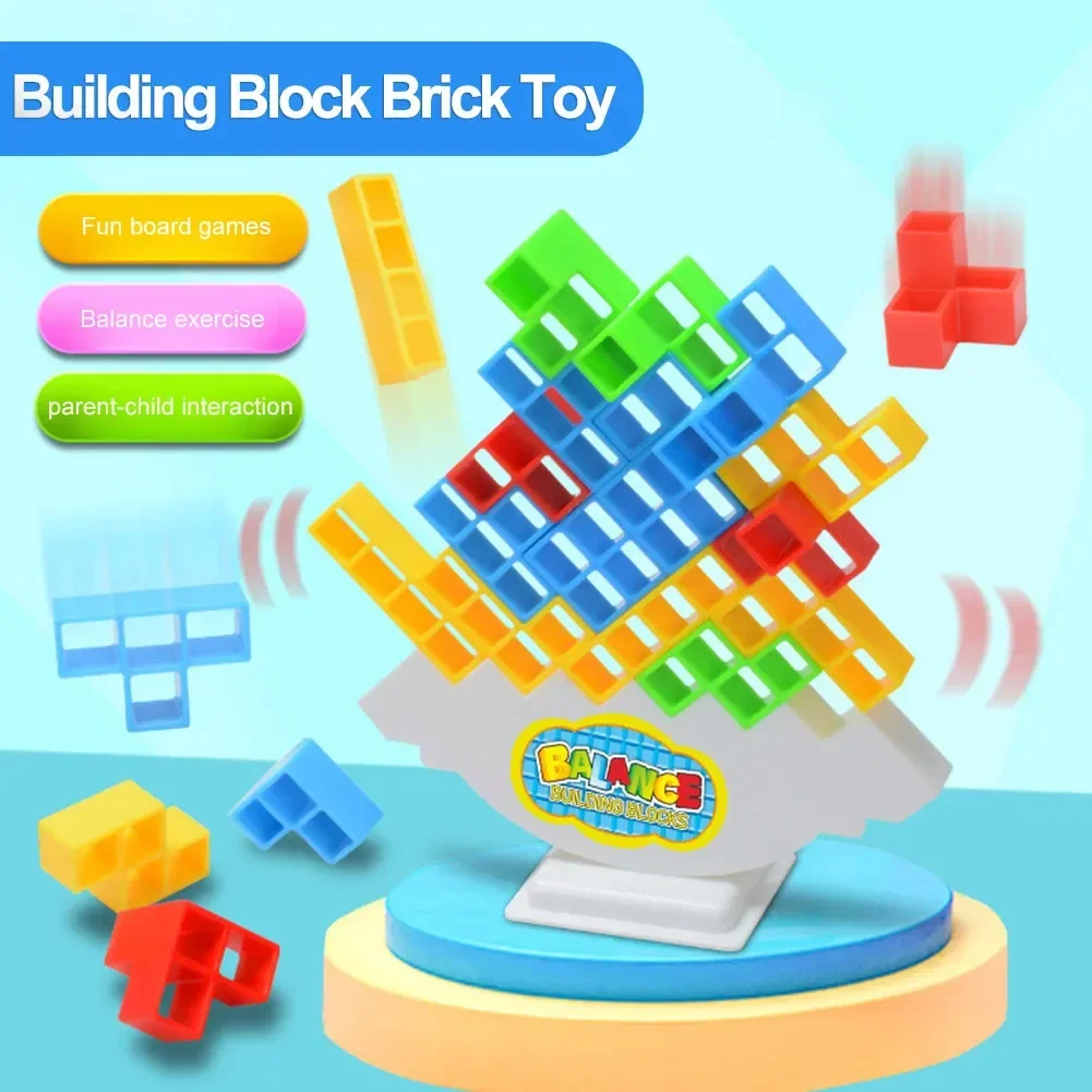 16-64Blocks Building Block Brick Toy Balance Stacked Tetra Tower Game Swing High - £11.76 GBP+