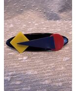 Vintage 80s Geometric Color Block Plastic Barrette Hair Clip - $44.69 CAD