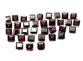 32.6Ct 35gpc Lot Natural Rhodolite Garnet Square Faceted Gemstones Lot - £30.36 GBP