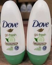 2 Dove Go Fresh Cucumber 48H Sweat Odor Protection Roll-On Deodorant 50m... - $14.84