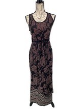 Peruvian Connection Floral Maxi Dress With Border Hem Drawstring Waist Pima Co S - £29.45 GBP