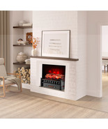 20 Inch Electric Fireplace Heater with Realistic Birchwood Ember Bed-Black - $149.99