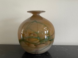 Vintage 1977 Daniel Edler Hand Blown Art Glass Vase - £115.59 GBP