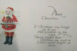 Santa With Serving Tray Christmas Postcard Original Vintage Gold Edge Unused - £9.68 GBP