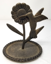 MCM Hummingbird Flower Nectar Brass Figurine Flying Round Vtg - $18.95