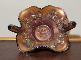 Beautiful, Vintage Fenton Carnival Glass Butterfly Handled Crimped Bowl Dish - £25.19 GBP