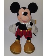 Dressed Mickey Mouse Plush 16&quot; Disney Store Christmas Carol Scarf Plaid ... - £13.20 GBP