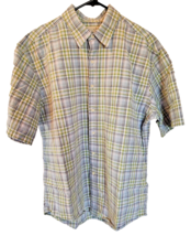 G.H. Bass &amp; Co. Men’s Short Sleeve Button Up Blue Plaid Shirt Cotton Ble... - $9.50