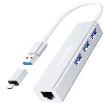 Usb To Ethernet Adapter,3 Usb Hub 3.0 With Rj45 Gigabit Ethernet Adapter,Usb C H - £28.56 GBP