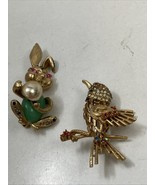 Vintage Lot of Two Coro  Rhinestone Animal Pins Brooches Rabbit & Bird - €41,08 EUR Vintage Lot of Two Coro  Rhinestone Animal Pins Brooches Rabbit & Bird - €41,08 EUR