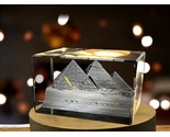 LED Base included | Great Pyramid of Giza 3D Engraved Crystal Keepsake S... - $25.99