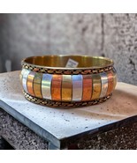 Vintage Tricolor Copper &amp; Brass Mixed Metal Bangle Bracelets Made in India - €12,71 EUR