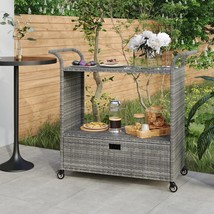  Bar Cart with Drawer Gray 39.4"x17.7"x38.2" Poly Rattan - $5,290.61 MXN