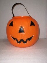 Vtg 1980 Carolina Enterprises Halloween Jack O Lantern Blow Mold Candy Bucket - £9.58 GBP