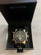 Rocawear Men's RM03592 Gold Tone Adjustable Black Rubber Strap Stop Watch  - £78.96 GBP