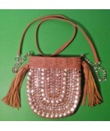 Rue 21 Biker Hobo Bag Purse Brown Faux Leather Studded Chain Strap with Tassels