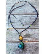 Peruvian Turquoise and Ayahuasca macrame necklace  - $45.00