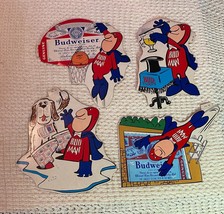 Vintage 1970's Bud Man Budweiser Beer Sticker Lot (4) Basketball Magic Pool Dog - $19.20