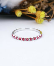 0.30Ct Brilliant Round Cut Ruby Engagement Ring Band 14K White Gold Finish - £60.67 GBP