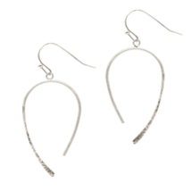 Wire Elliptical Hoop Dangle Drop Earrings Silver - £9.82 GBP
