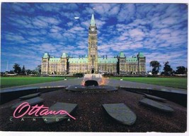 Ontario Postcard Ottawa Parliament Building &amp; Centennial Flame  4 3/4&quot; x 6 3/4&quot; - £1.69 GBP