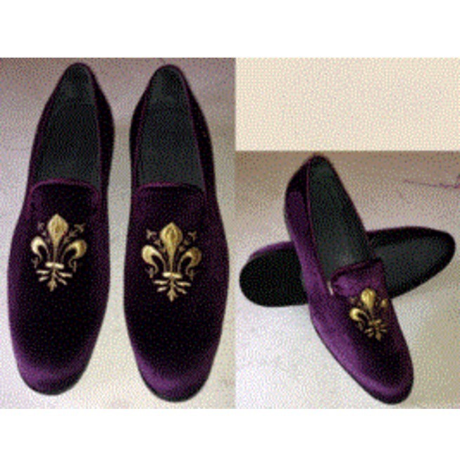 NEW  Handmade Purple Loafer Shoe,Men's Embroidered Designer Shoe, Velvet Slip On