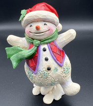 Jim Shore Walking in Wonderland 2006 Dancing Snowman Santa Hat Figurine 5&quot; - £18.95 GBP