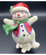 Jim Shore Walking in Wonderland 2006 Dancing Snowman Santa Hat Figurine 5&quot; - £19.00 GBP