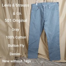 Levis Jeans Adult 38 x 34 Gray Denim 501 Straight Button Fly Work Casual Mens - £20.78 GBP