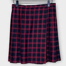 CALVIN KLEIN VTG red &amp; black tartan plaid pleated wrap wool skirt size 8... - $45.00
